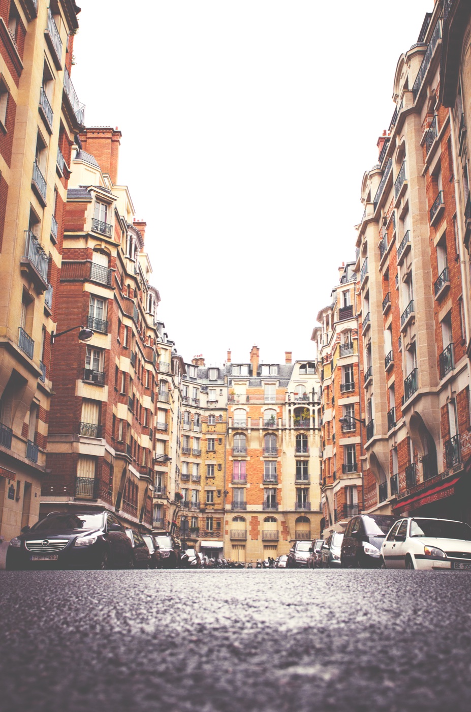 Warm-toned Parisian street and buildings